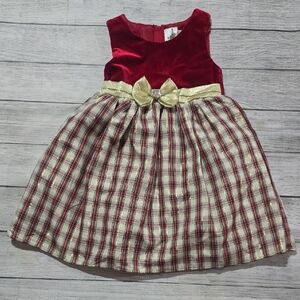 Red and Gold Plaid Dress with Bow
